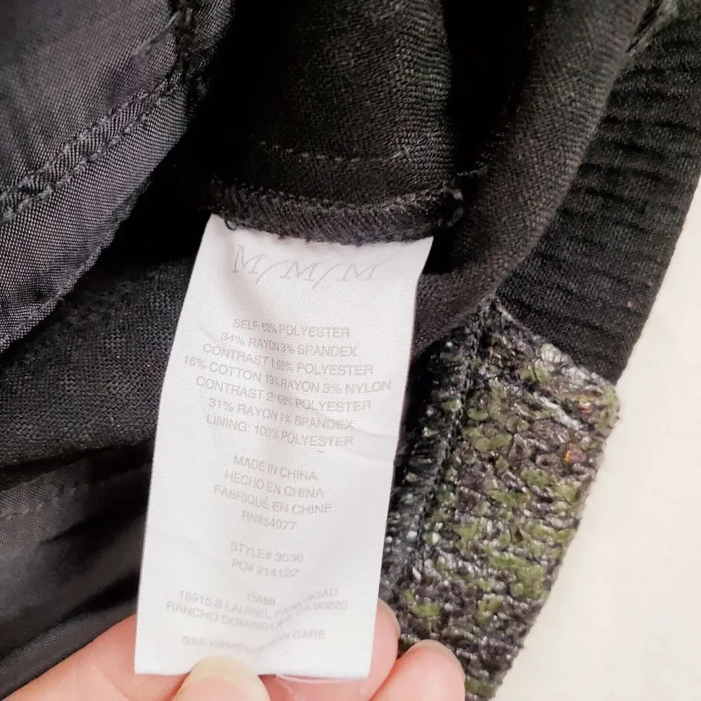 Cabi Women's Mixed Media Snap Blazer Jacket‎ Green Black Size M